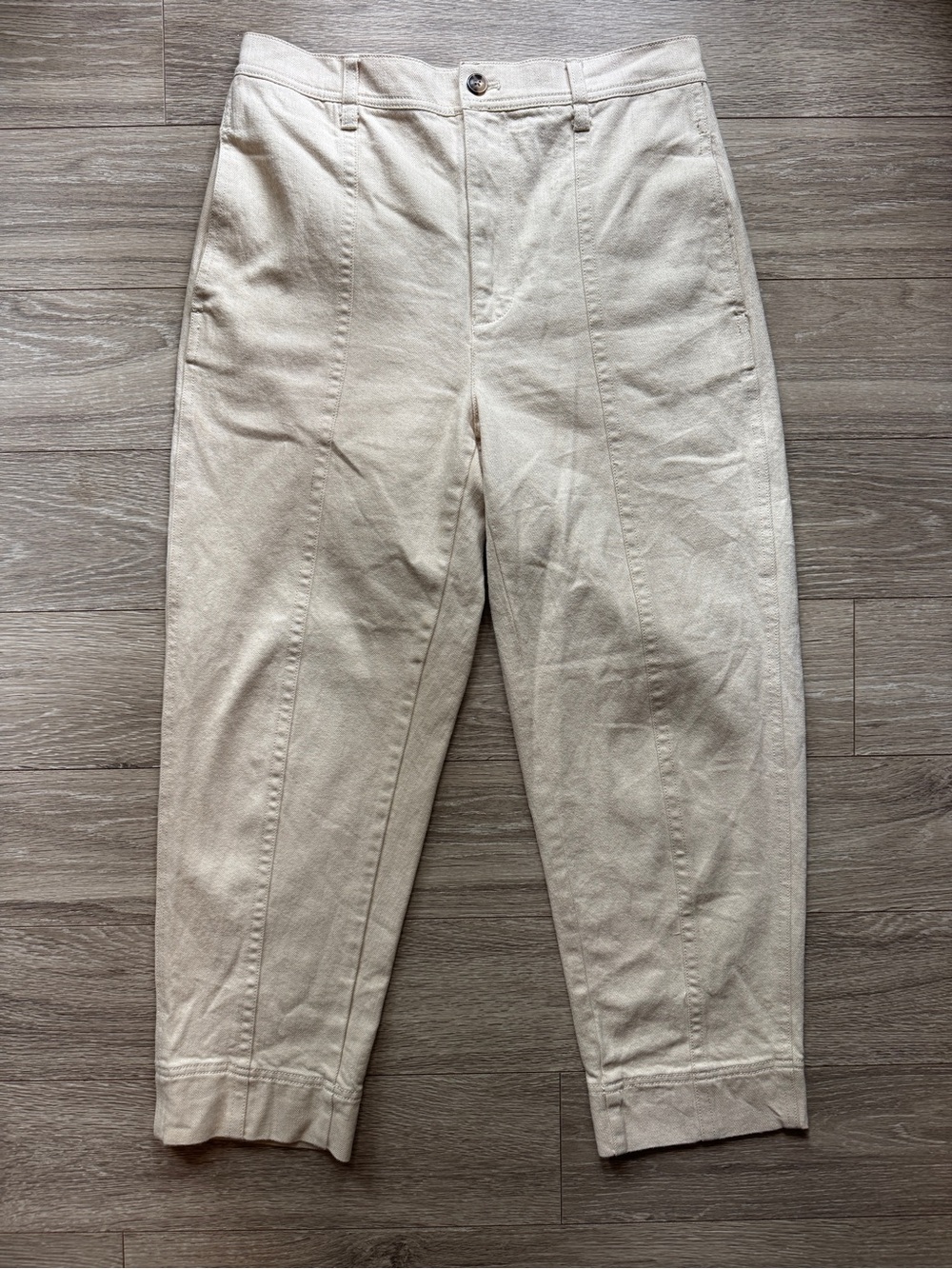 Madewell Cream High-Rise Tapered Chinos